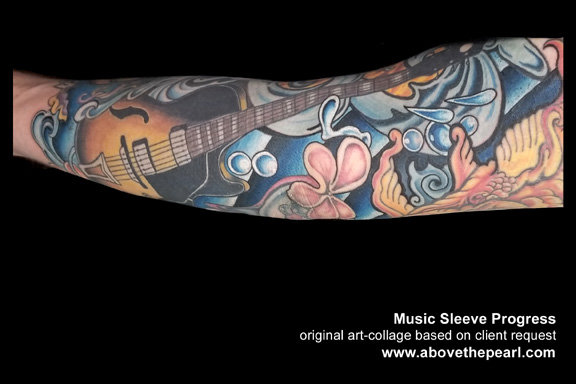 music sleeve tattoo by tanya magdalena