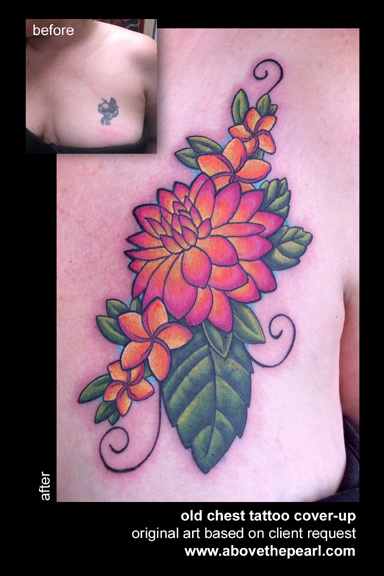 Flower Cover-up Tattoo by Tanya Magdalena