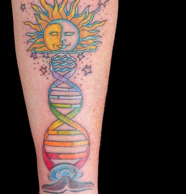 rainbow DNA tattoo by Tanya Magdalena