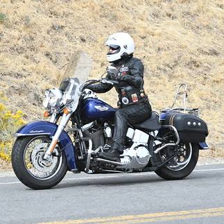 Tanya Magdalena on her Harley Softail Deluxe