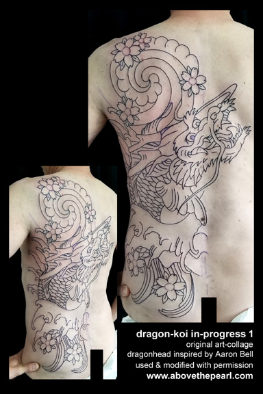 dragon koi tattoo in progress by tanya magdalena