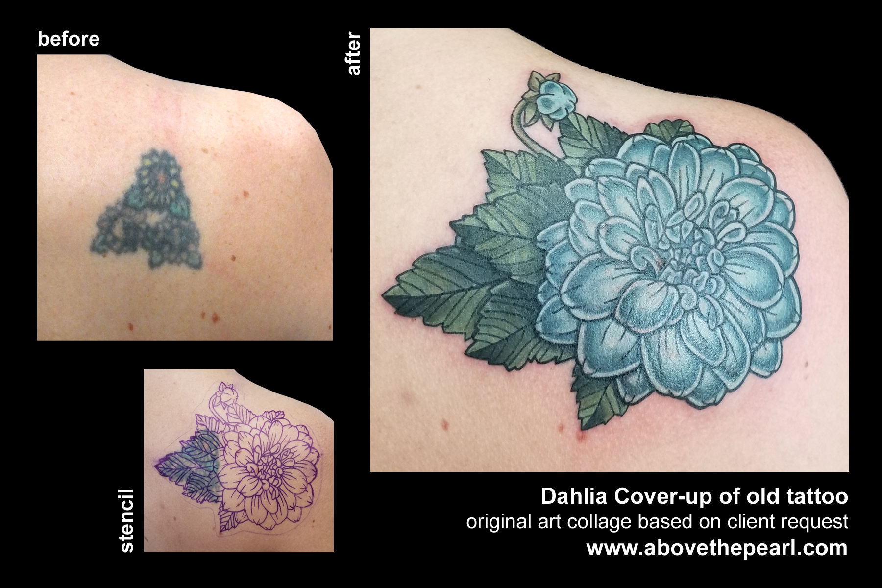 dahlia cover up tattoo by tanya magdalena