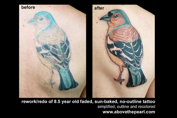 bird rework tattoo by tanya magdalena