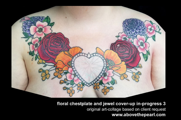 flower chest plate in progress by tanya magdalena