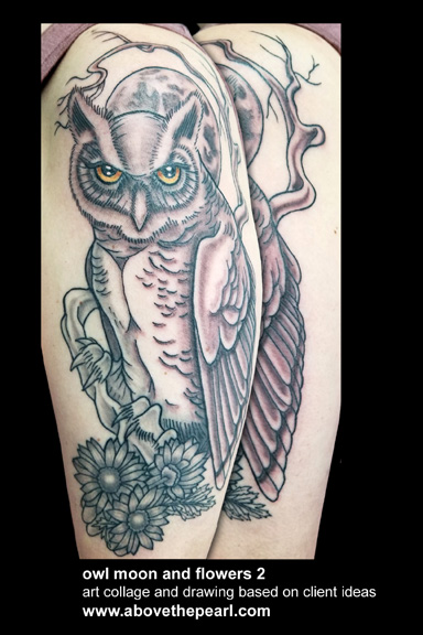 owl and daisies tattoo by tanya magdalena