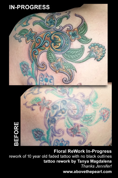 deco floral fillagre tattoo rework by Tanya Magdalena