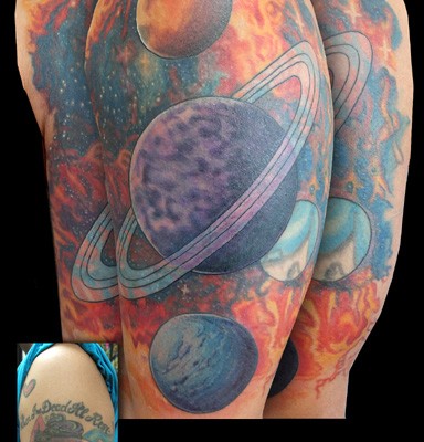 space cover up in progress by Tanya magdalena