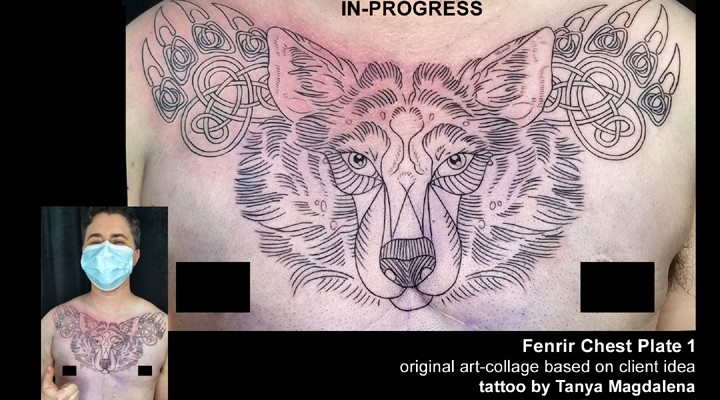 fenrir tattoo in-progress by Tanya Magdalena
